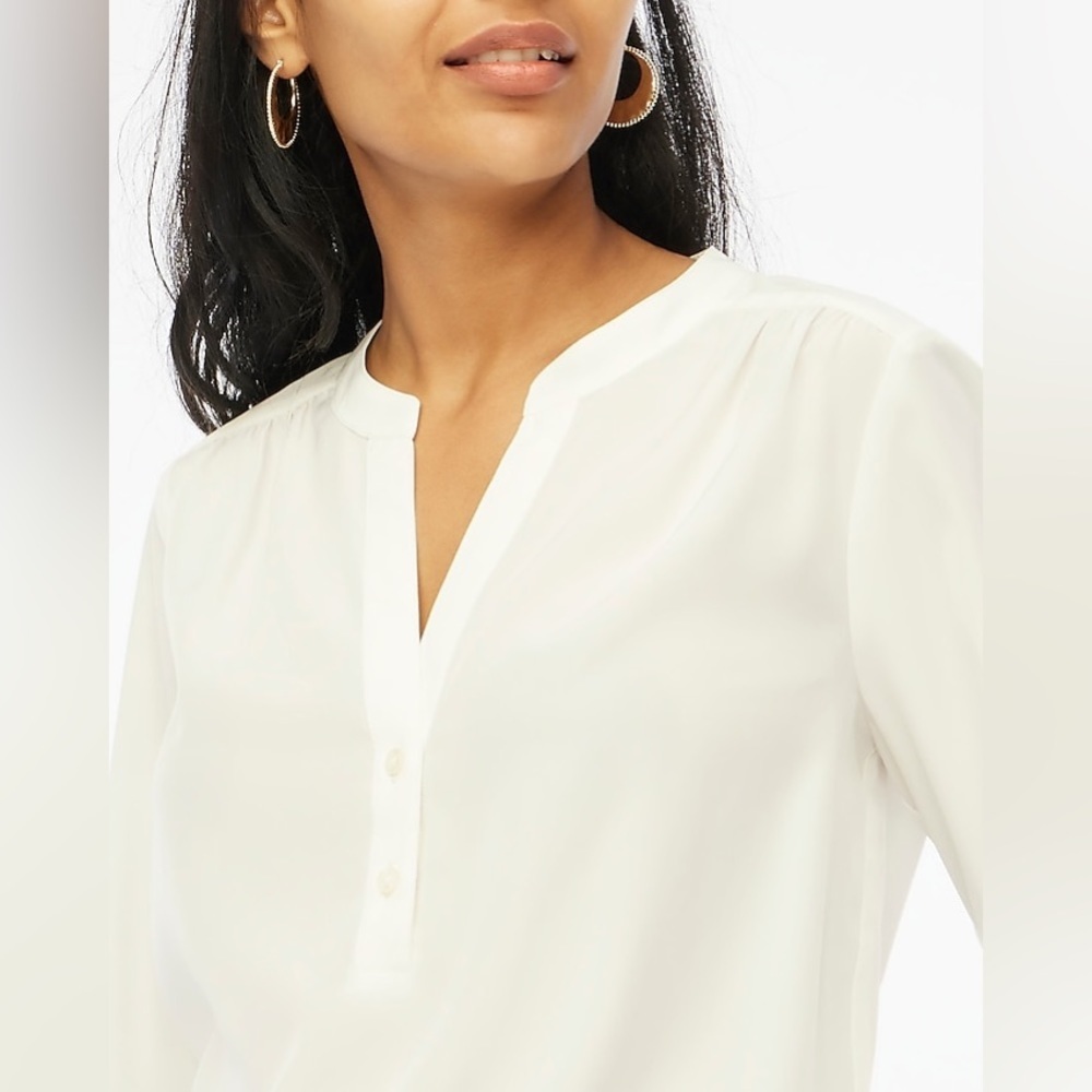 NWT JCrew Popover placket blouse in Marine Salt Sz XL minor pallet dust - Picture 2 of 9